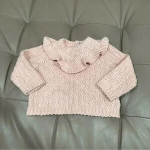 Shabby chic pink baby girl sweater 6-9